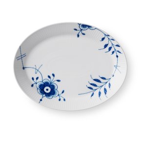 Royal Copenhagen Mega Gerippt Blau Ovaler Suppenteller 30 cm