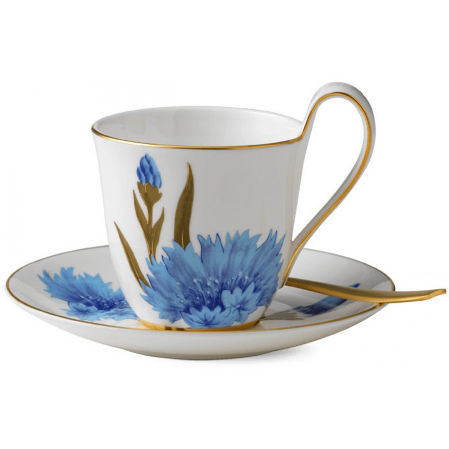 Royal Copenhagen Flora Hochhenkeltasse m. Untertasse 27 cl, Kornblume