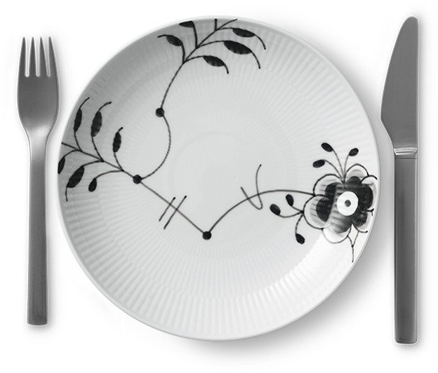 Royal Copenhagen Moderne Tallerken 20cm, Sort Mega Riflet