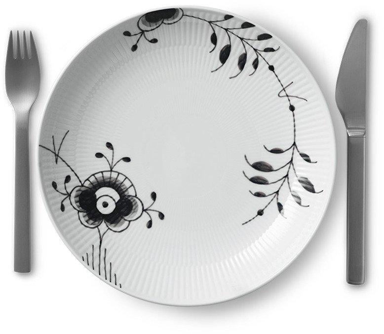 Royal Copenhagen Moderne Tallerken 25cm, Sort Mega Riflet