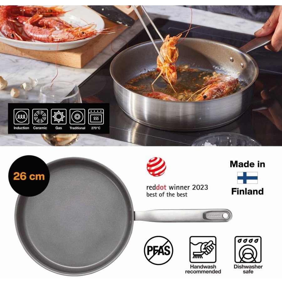 Fiskars All Steel Sauteuse mit Deckel 26 cm
