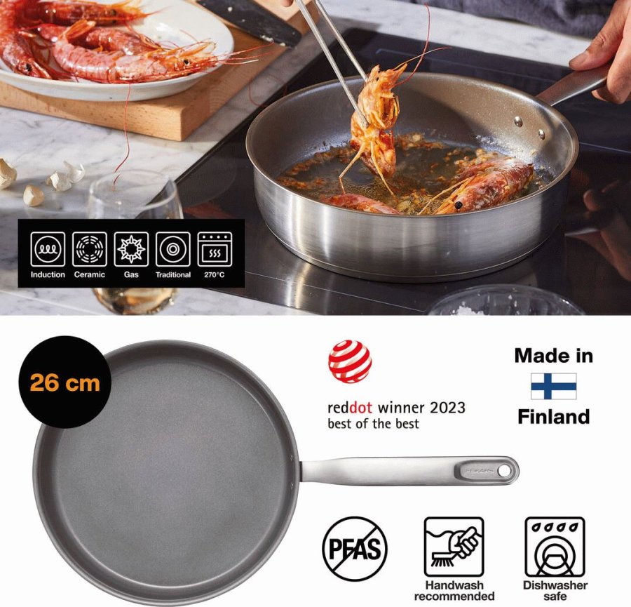 Fiskars All Steel Sauteuse mit Deckel 26 cm