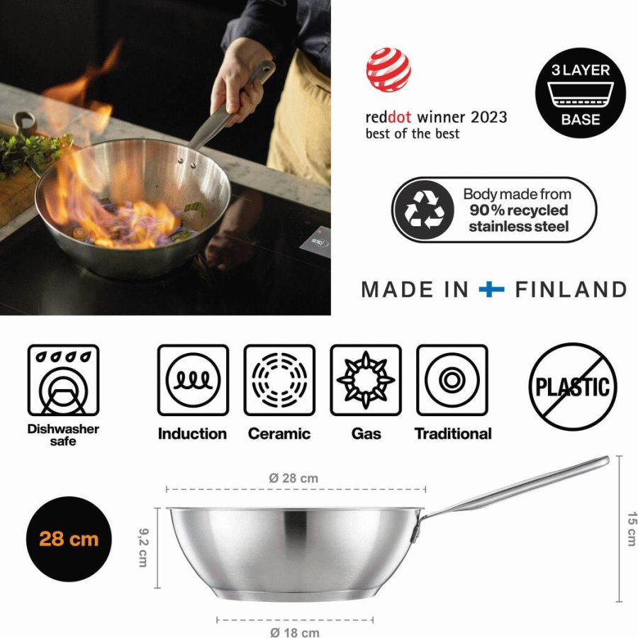 Fiskars All Steel Pure Wok 28 cm