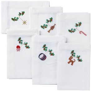 Langkilde & Sn Weihnachtsservietten 6er Set 50x50 cm, Klassische Motive