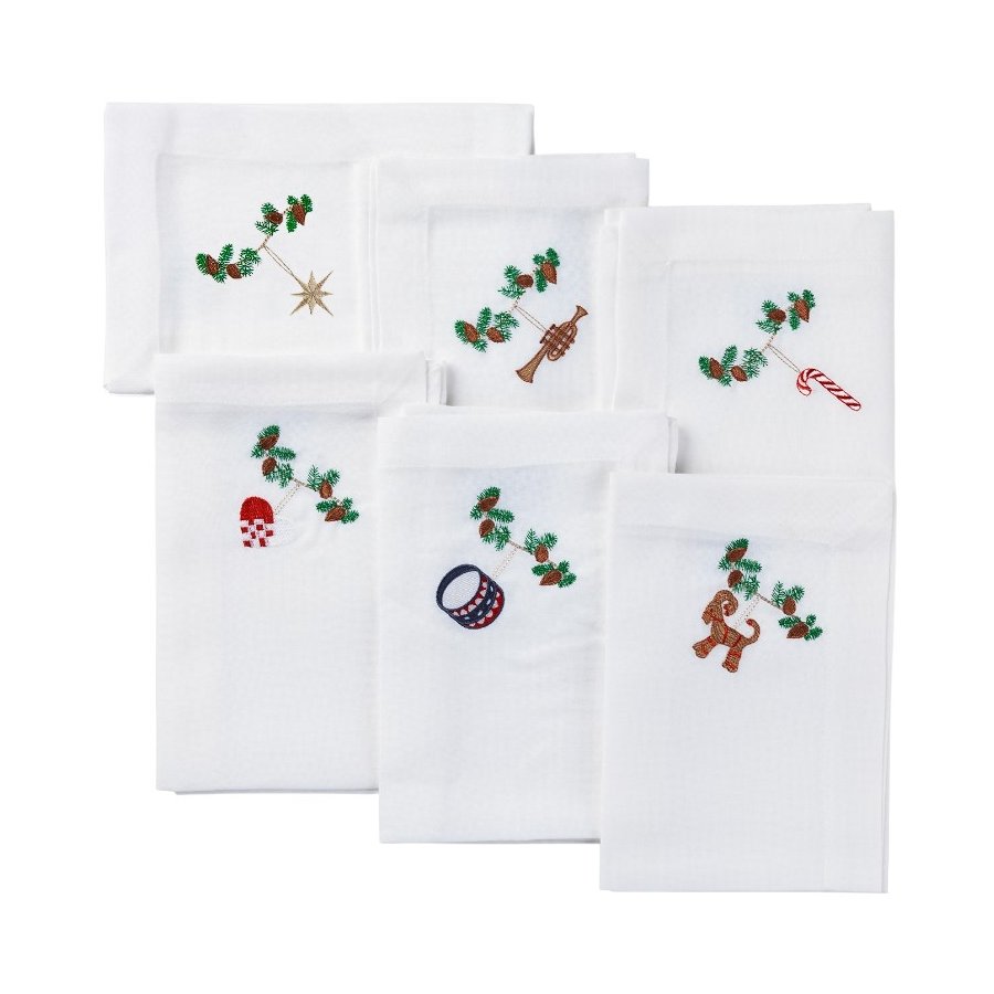 Langkilde & Sn Weihnachtsservietten 6er Set 50x50 cm, Klassische Motive