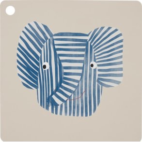 OYOY Mini Tischset Elefant Erik 38x38 cm, Blau