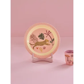 RICE Tallerken 22 cm, Pink Jungledyr