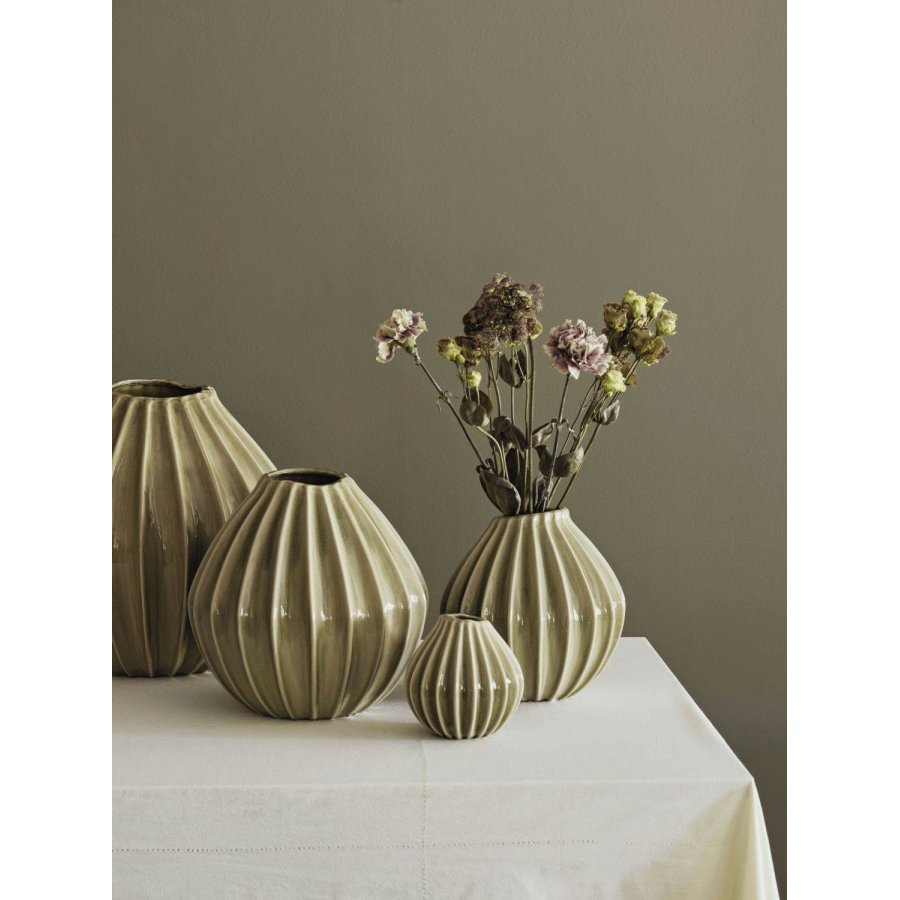 Broste Copenhagen Wide Vase H25 cm, Gr�n