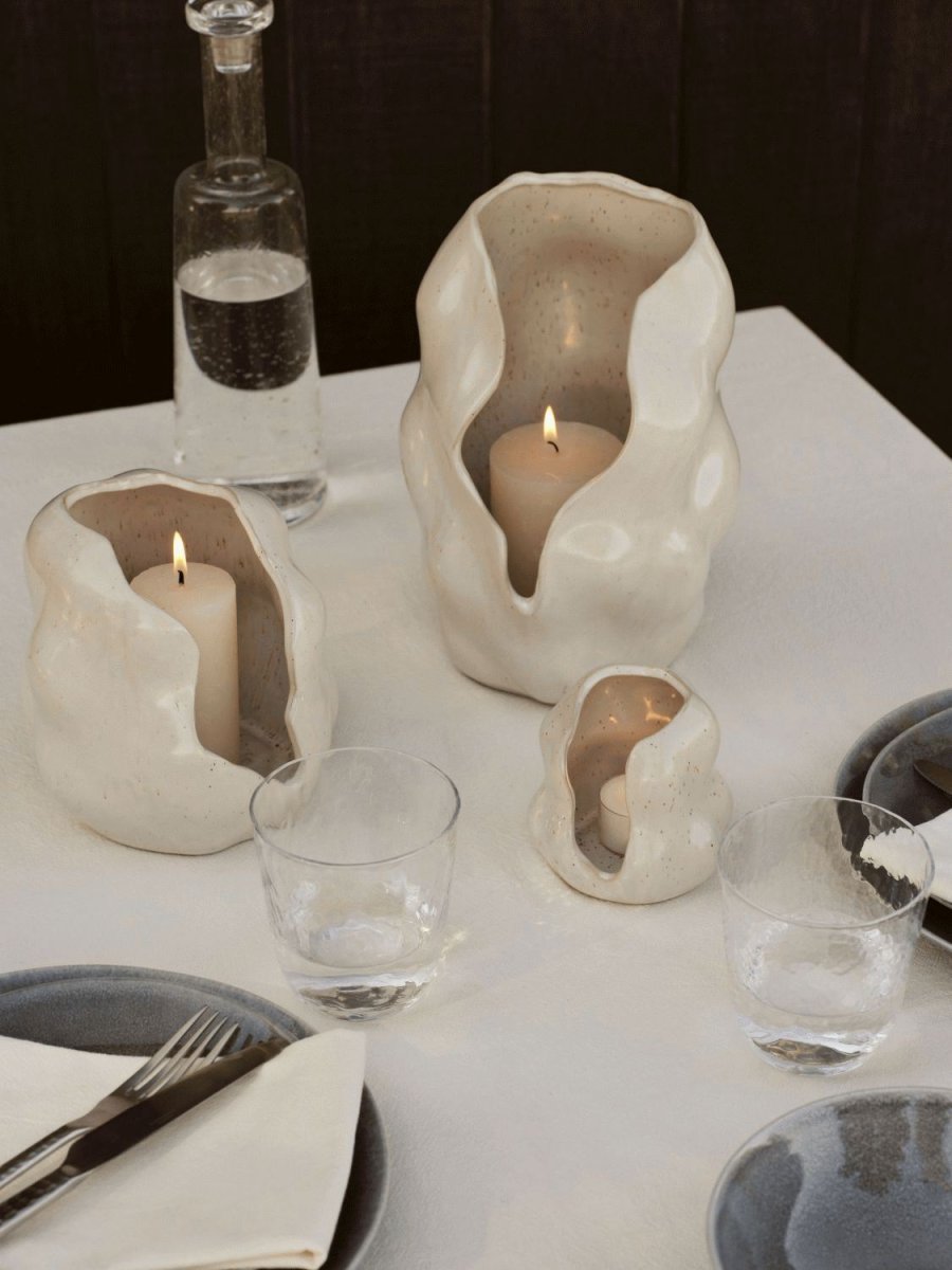 Broste Copenhagen Hekla Stumpenkerzenhalter H10 cm, Wei&szlig;