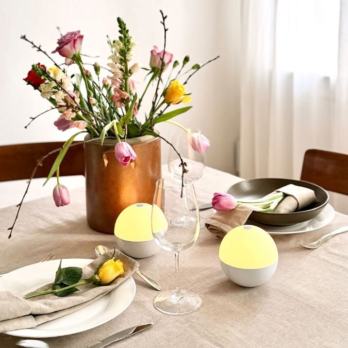 Dyberg Larsen Alba Akku-Tischleuchte LED 2er Set H11 cm, Wei�