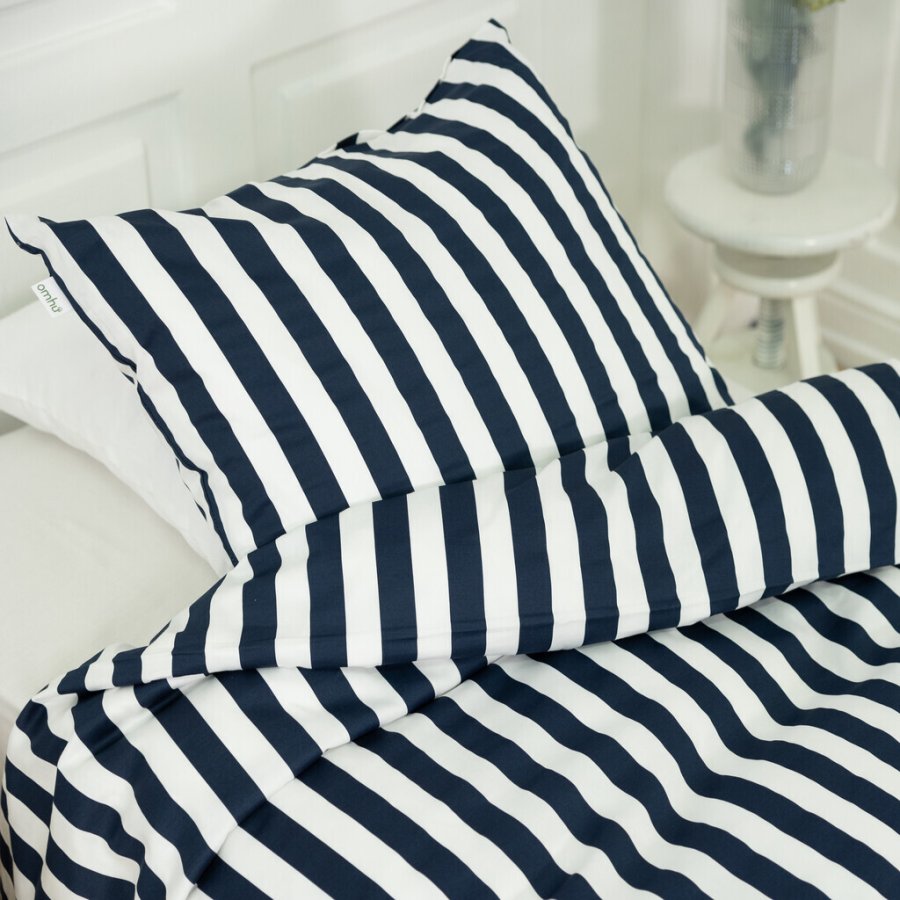 OMHU Blok Strib Sengetj 140x200 cm, Navy