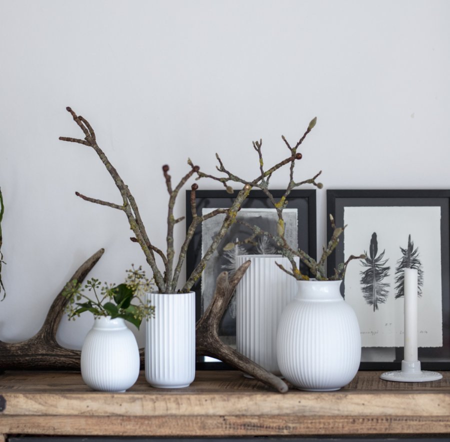 Lyngby Porceln Curve Vase H17,5 cm, Hvid
