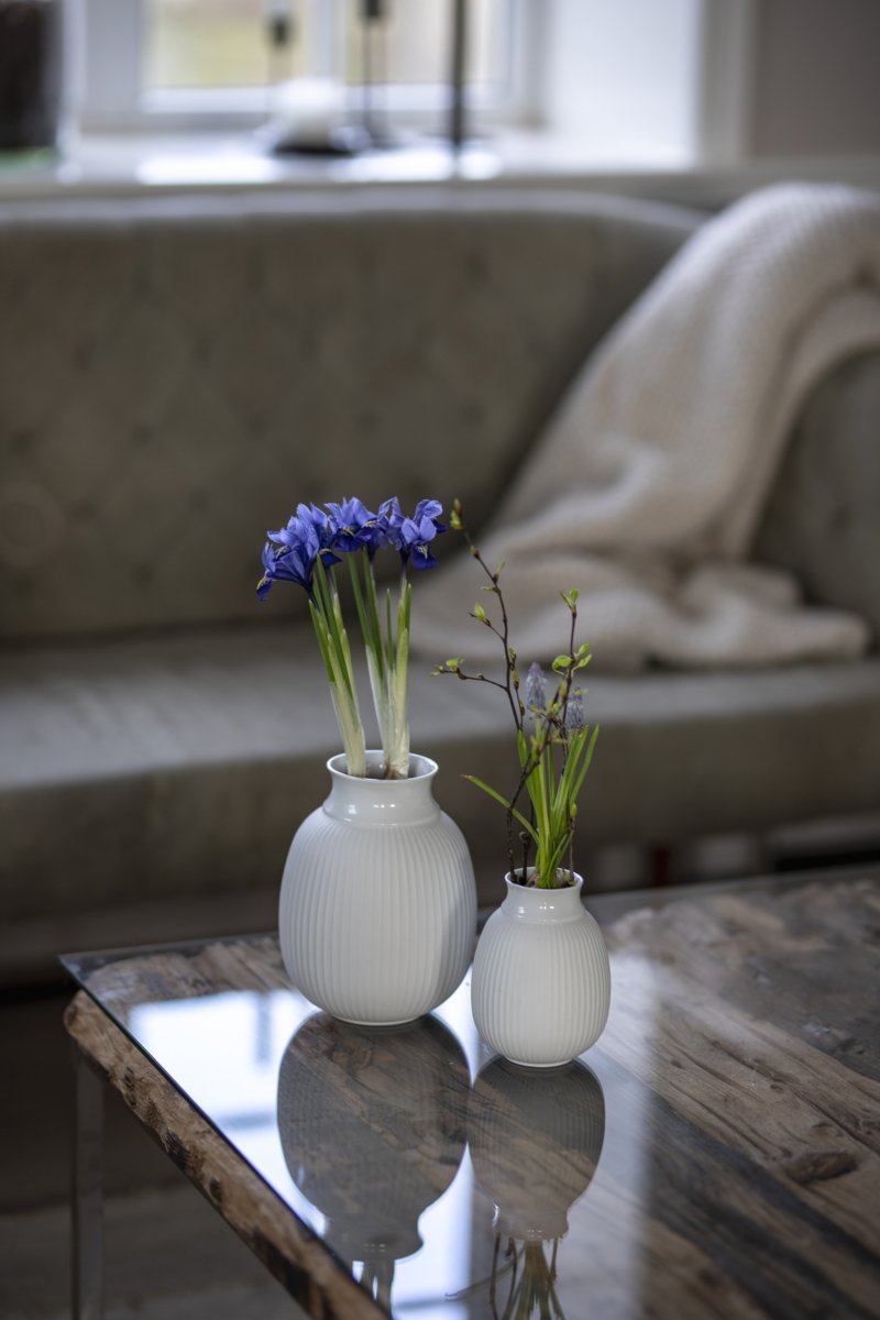 Lyngby Porceln Curve Vase H17,5 cm, Hvid