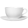 Lyngby Porceln Rhombe Teetasse mit Untertasse 39 cl, Weiß