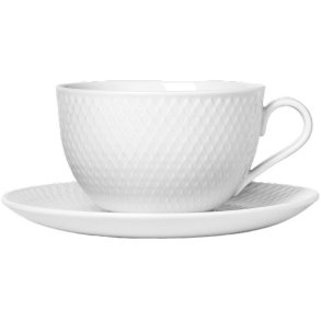 Lyngby Porceln Rhombe Teetasse mit Untertasse 39 cl, Wei