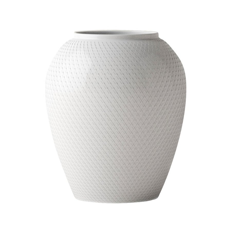 Lyngby Porceln Rhombe Vase H25 cm, Weiß