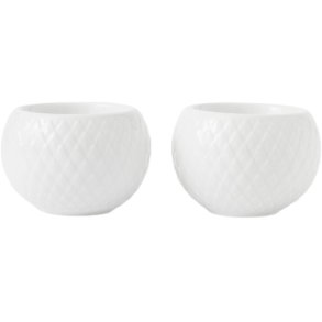 Lyngby Porcelæn Rhombe Fyrfadsstage 2 stk. H4,6 cm, Hvid