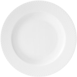 Lyngby Porceln Rhombe Dyb Tallerken 23 cm, Hvid