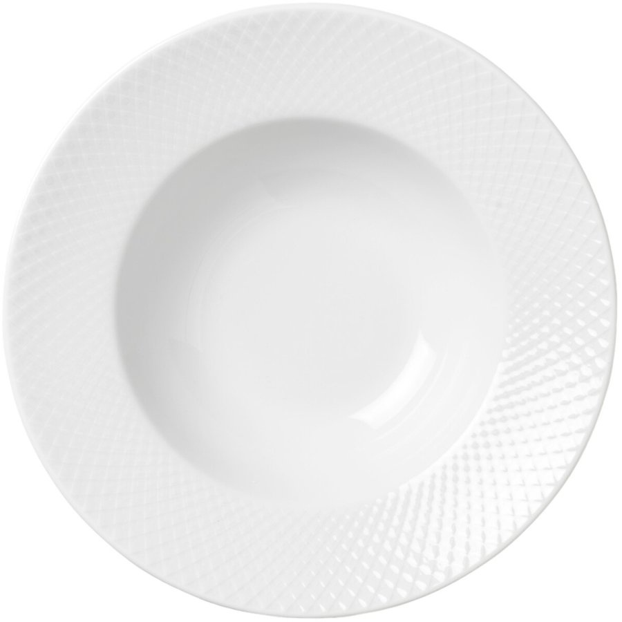 Lyngby Porceln Rhombe Pastatallerken 24,5 cm, Hvid