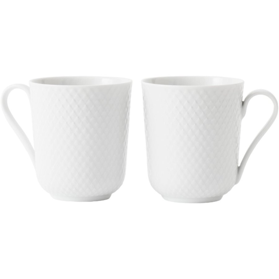 Lyngby Porceln Rhombe Becher 2er Set 33 cl, Weiß