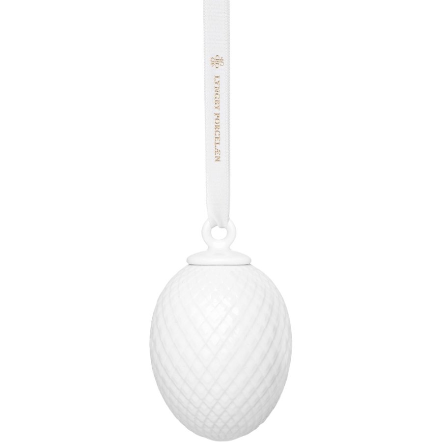 Lyngby Porceln Rhombe Pskeophng 7,5 cm, Hvid