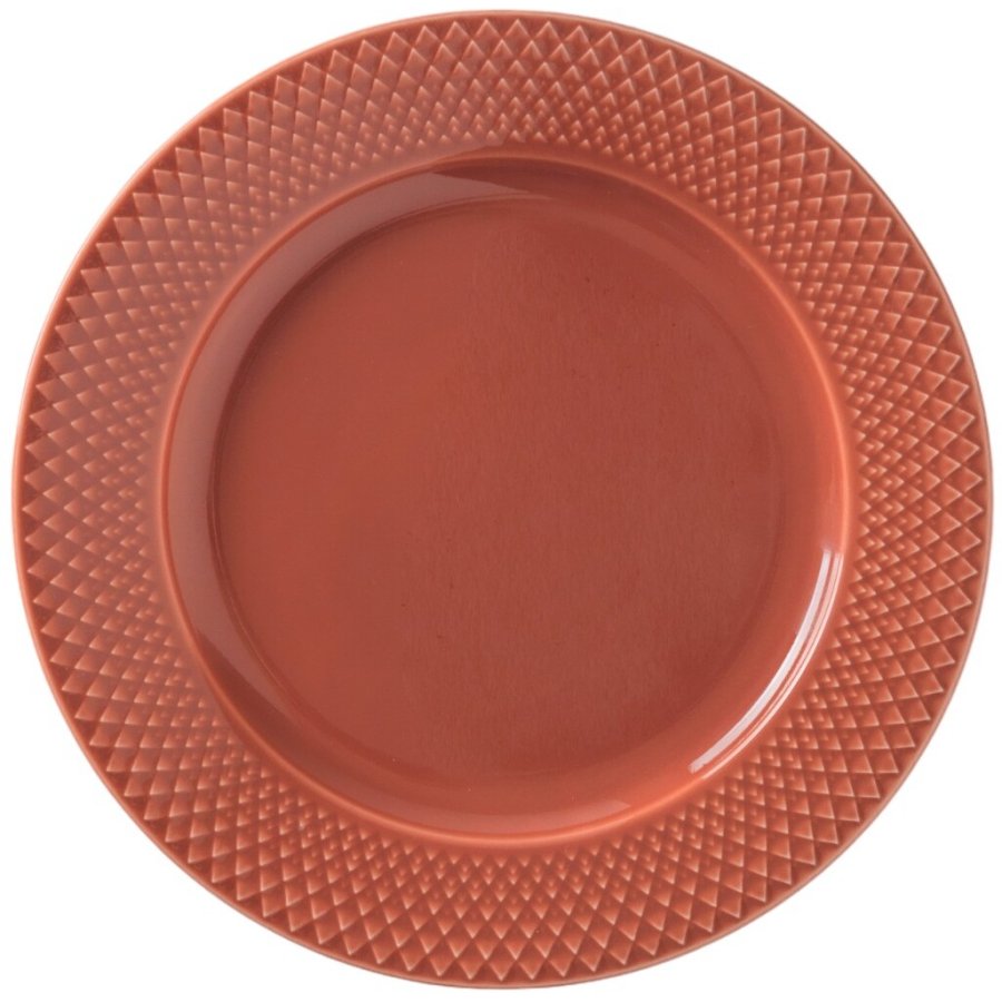 Lyngby Porceln Rhombe Color Tallerken 23 cm, Terracotta