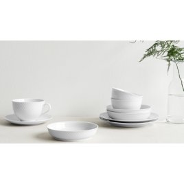 Lyngby Porceln Rhombe Tallerken 16 cm, Hvid