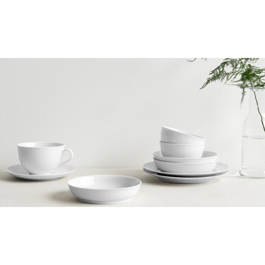 Lyngby Porceln Rhombe Tallerken 16 cm, Hvid