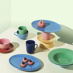Lyngby Porcelæn Rhombe Color Dyb Tallerken 24,5 cm, Grøn
