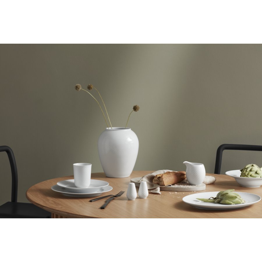 Lyngby Porceln Rhombe Salz- und Pfefferset H7 cm, Weiß