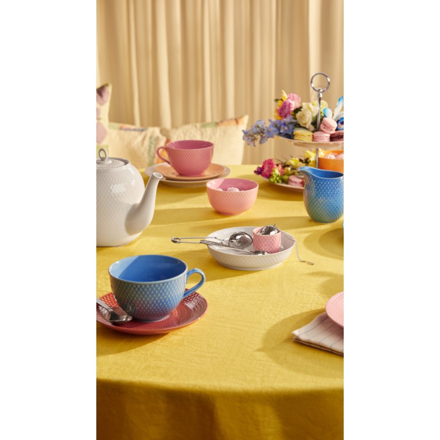 Lyngby Porceln Rhombe Color Teetasse mit Unterteller 39 cl, Rosa/Sand