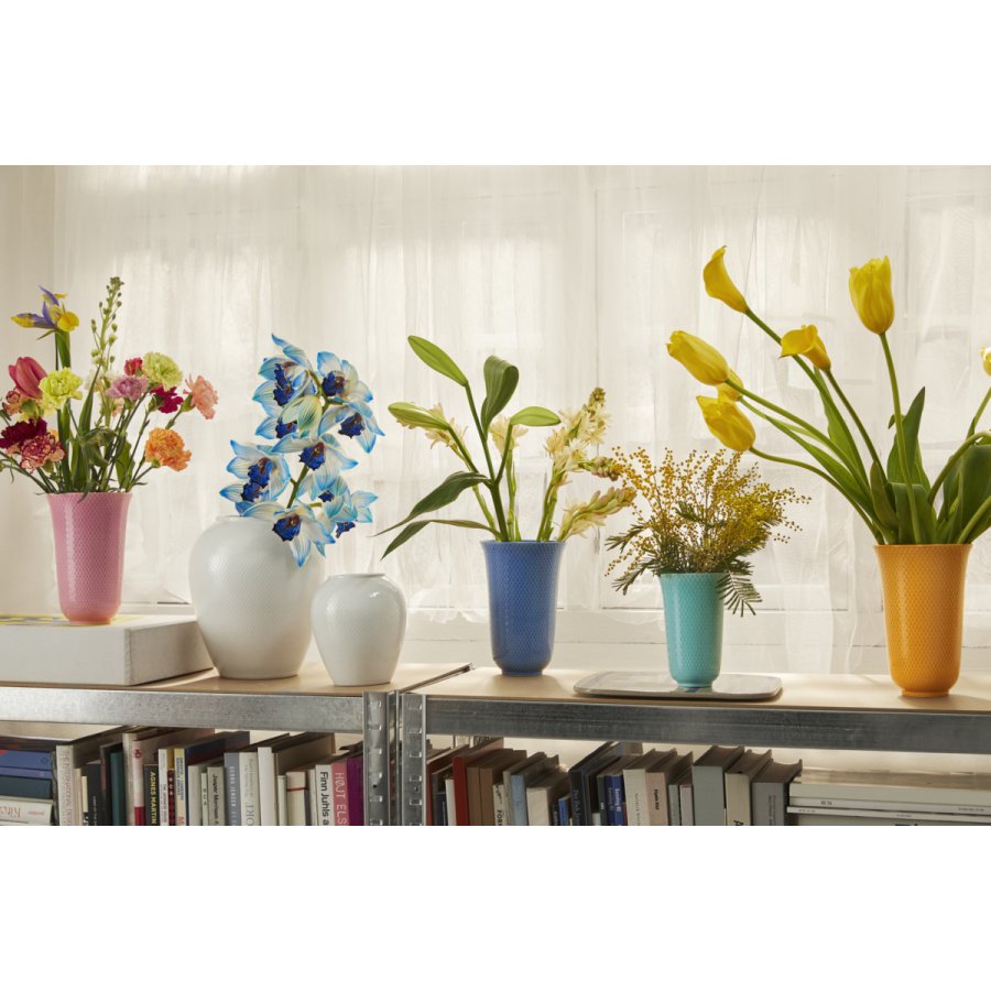 Lyngby Porceln Rhombe Vase H16,5 cm, Hvid