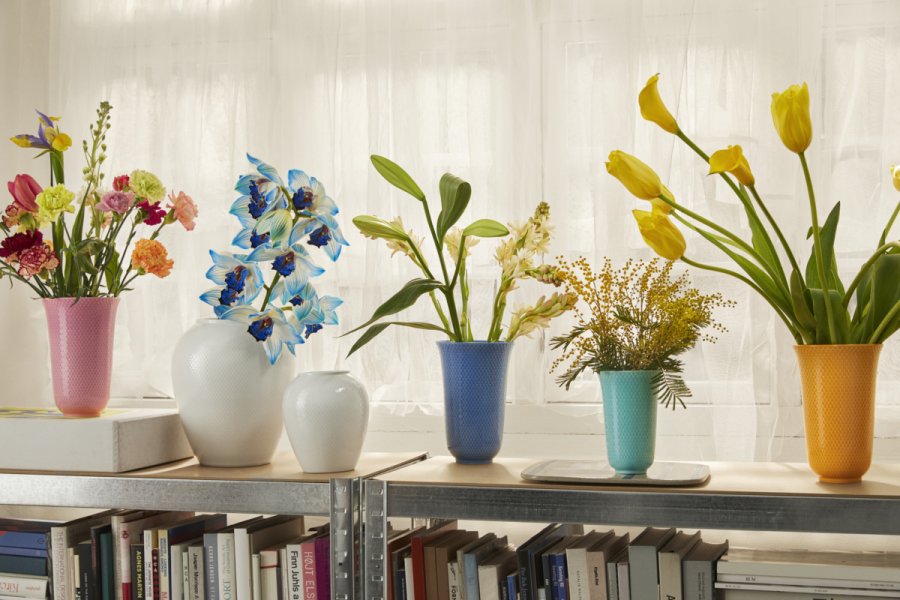 Lyngby Porceln Rhombe Vase H16,5 cm, Hvid