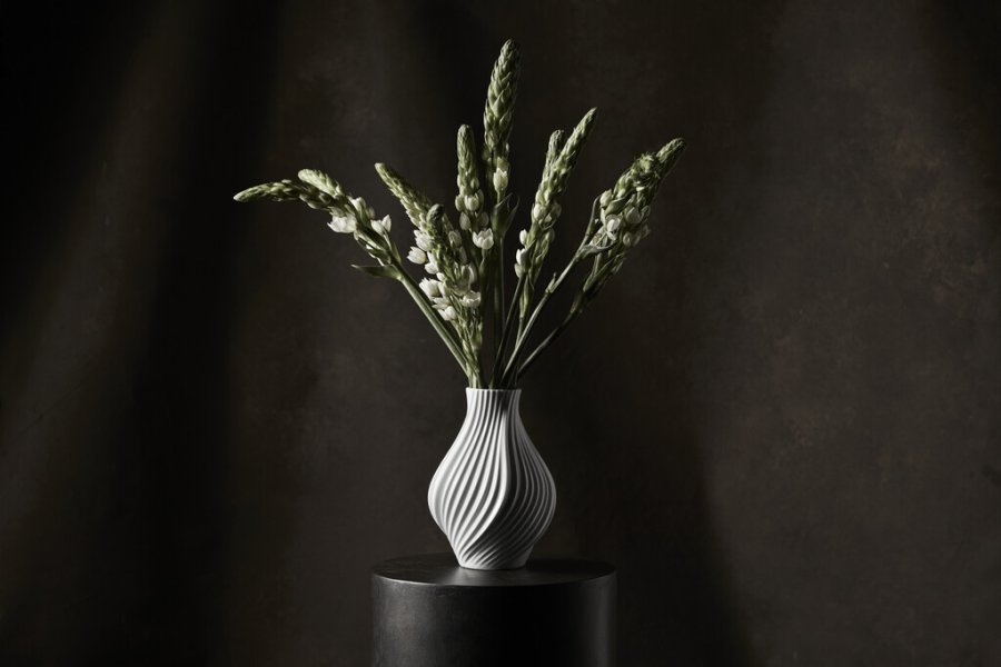 Lyngby Porceln Twist Vase H18 cm, Hvid