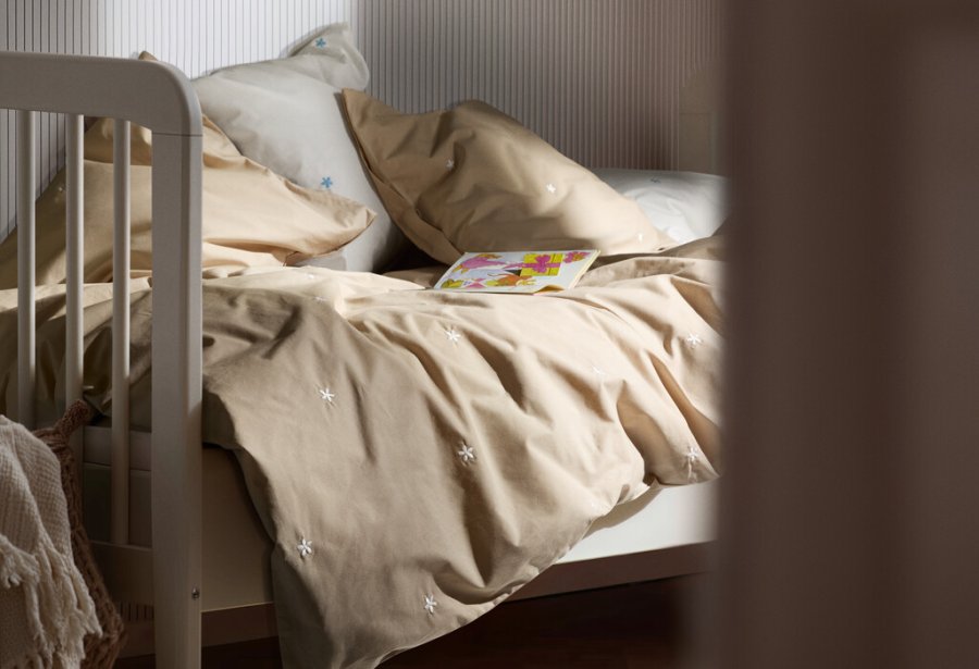 Juna Daisy Juniorsengetj 100x140 cm, Sand/Hvid