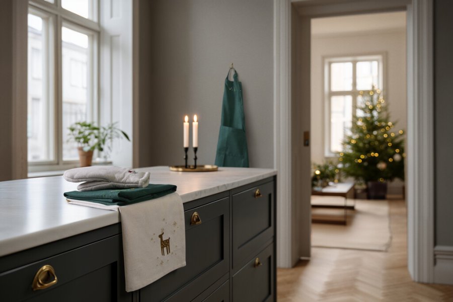 Juna Christmas Fable Viskestykke 50x70 cm, Creme