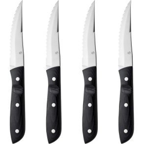 Gense Old Farmer Micarta Steakmesser XL 4-tlg., Schwarz/Stahl