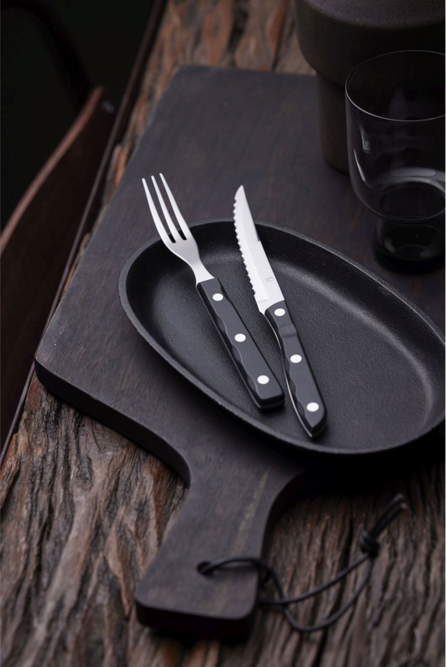 Gense Old Farmer Black Steakgaffel, Sort/Stl