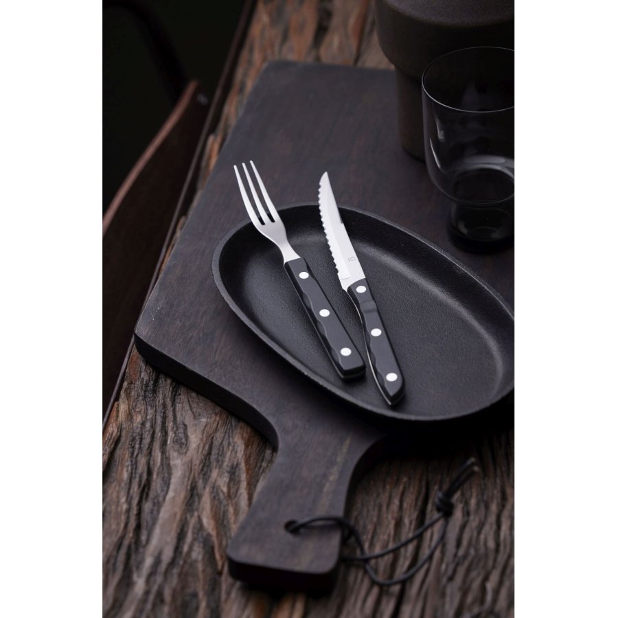 Gense Old Farmer Black Steakmesser, Schwarz/Stahl