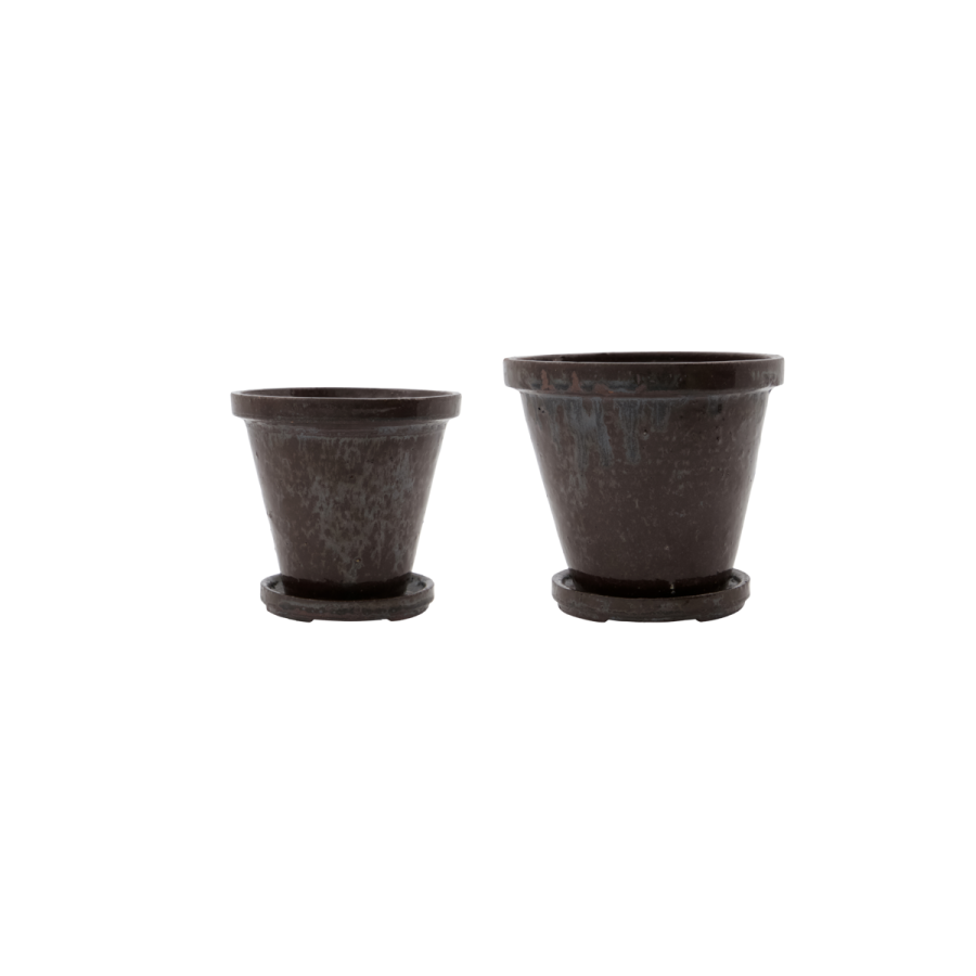 House Doctor Flower Urtepotteskjuler m. Undersk�l 2 stk, Brun