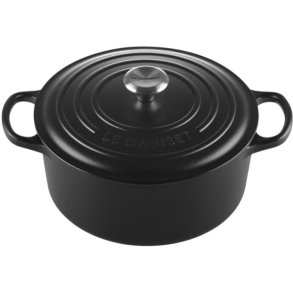 Le Creuset Signature Rund Stbejernsgryde 22 cm/3,3 L, Mat Sort