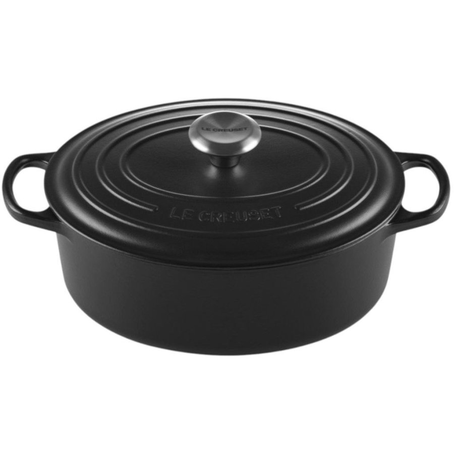 Le Creuset Signature Oval Stbejernsgryde 27 cm/4,1 L, Mat Sort