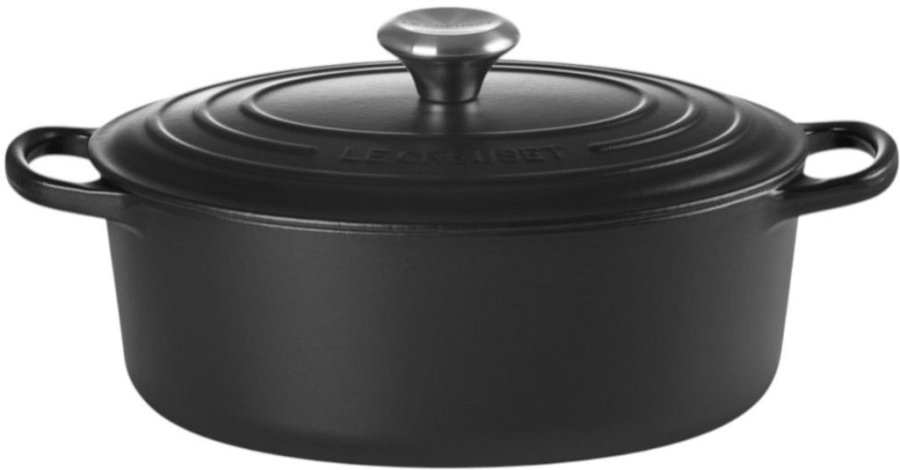 Le Creuset Signature Oval Stbejernsgryde 27 cm/4,1 L, Mat Sort