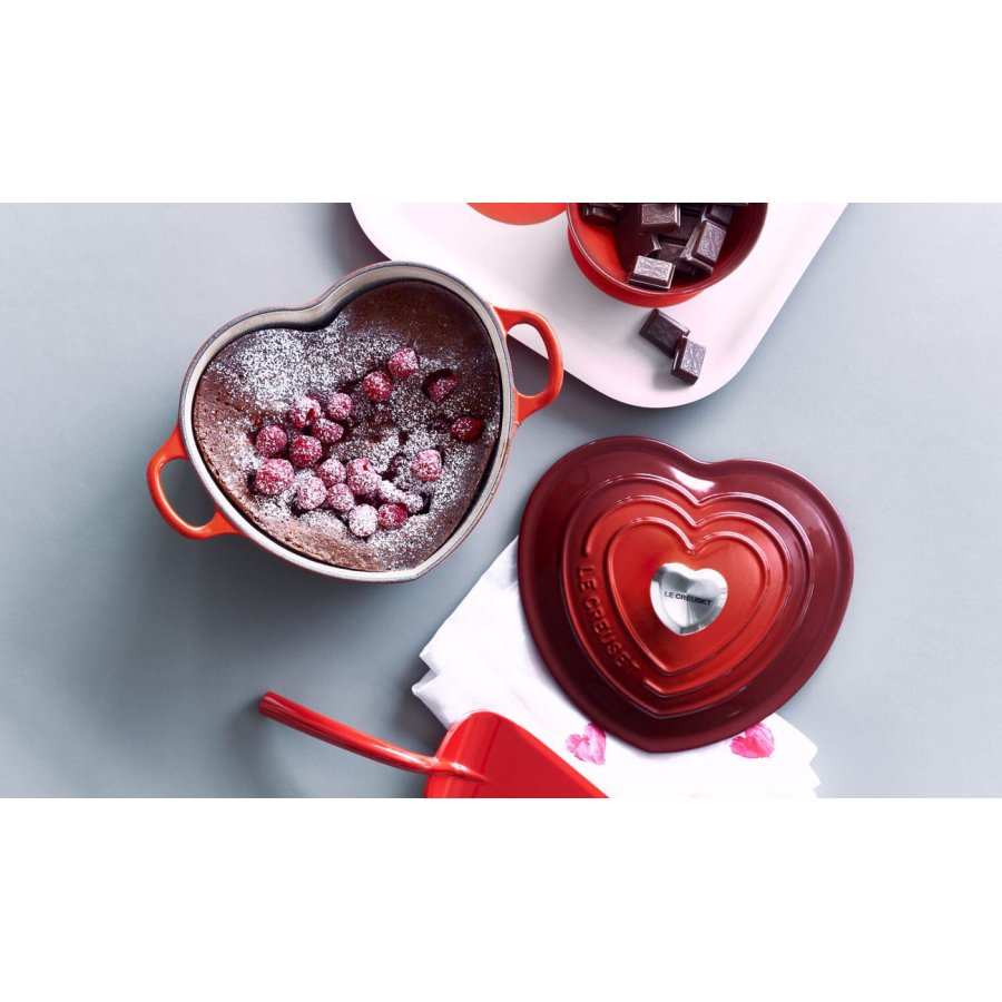 Le Creuset Heart Gryde m. Hjerteformet Knop 20 cm/1,9 L, Cerise