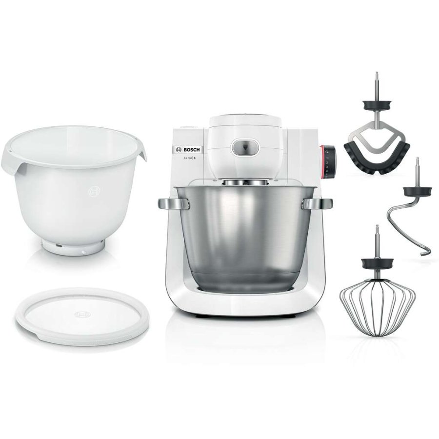 Bosch Serie 6 K�kkenmaskine 1600W inkl. 4 stk. Tilbeh�r, Hvid/Rustfrit St�l