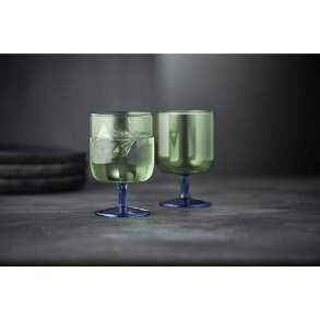 Lyngby Glas Torino Vinglas 2 stk. 30 cl, Grøn/Blå
