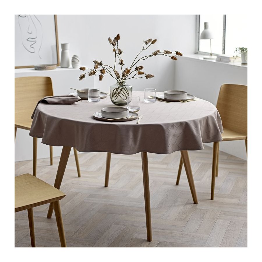 Södahl Tiles Damast Tischdecke 180 cm, Taupe