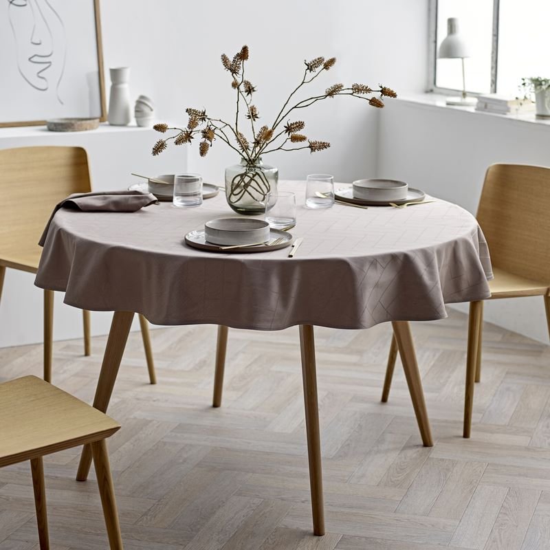 Södahl Tiles Damast Tischdecke 180 cm, Taupe