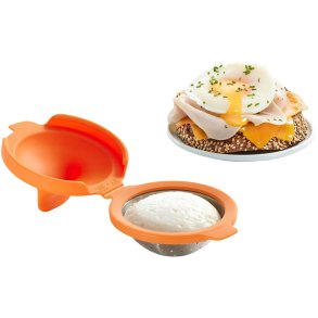 L�ku� �ggepocherer St�l/Silikone, Orange