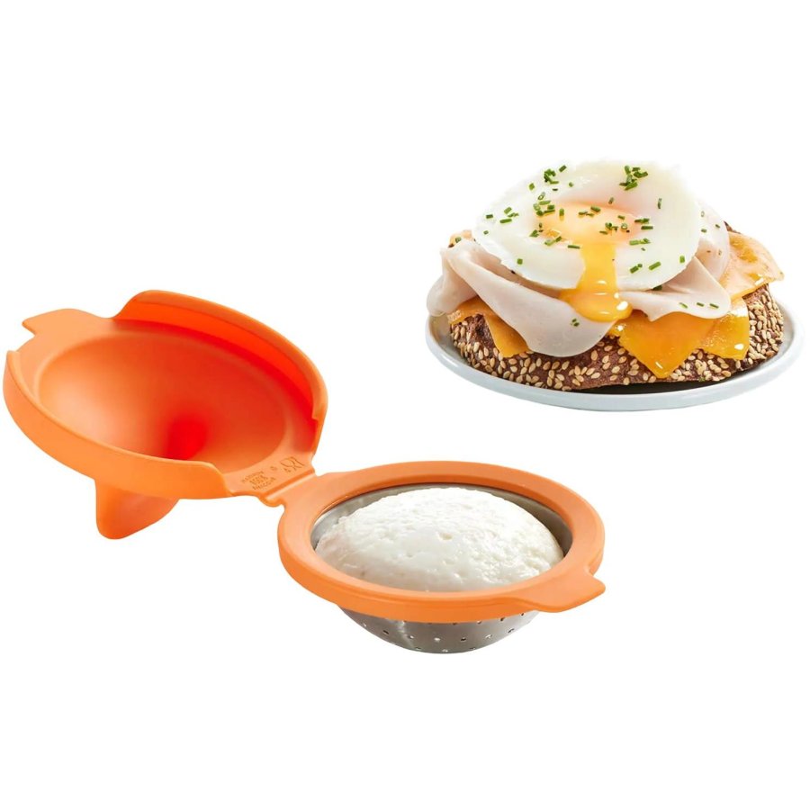 L�ku� �ggepocherer St�l/Silikone, Orange